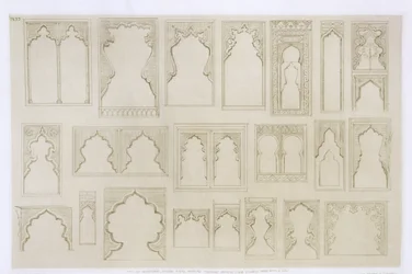 Disegni di archi islamici e moreschi per balconi, finestre ecc., da 